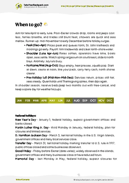example page 3 from our offline Travel Guide for United States Virgin Islands